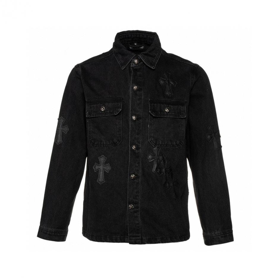 designer,replica,clothing,fake,1:1,lv,luxury,high quality Chrome Hearts classic embroidered leather label distressed washed two-tone denim jacket (1Y7PH) designer,replica,clothing,fake,1:1,lv,luxury,high quality Chrome Hearts classic embroidered leather label distressed washed two-tone denim jacket (1Y7PH)