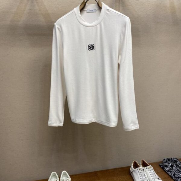 designer,replica,clothing,fake,1:1,lv,luxury,high quality Loewe classic brand letter embroidered logo round neck long sleeve T-shirt (XLKS1)