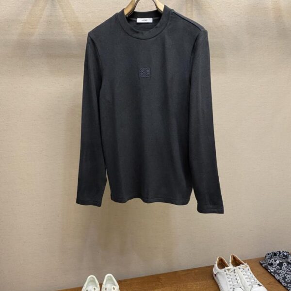 designer,replica,clothing,fake,1:1,lv,luxury,high quality Loewe classic brand letter embroidered logo round neck long sleeve T-shirt (XPVSL)