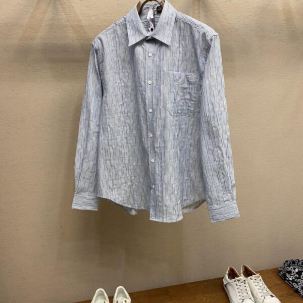 designer,replica,clothing,fake,1:1,lv,luxury,high quality Loewe 25SS Lightweight Textured Striped Embroidered Shirt (UMXOG)