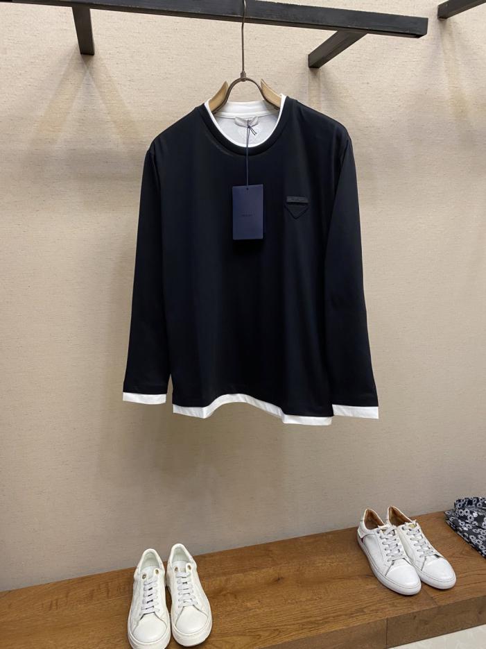 designer,replica,clothing,fake,1:1,lv,luxury,high quality Prada Early Fall Series Triangle Logo Cotton Splicing Contrast Color Design Long Sleeve T-shirt (L1N91) designer,replica,clothing,fake,1:1,lv,luxury,high quality Prada Early Fall Series Triangle Logo Cotton Splicing Contrast Color Design Long Sleeve T-shirt (L1N91)