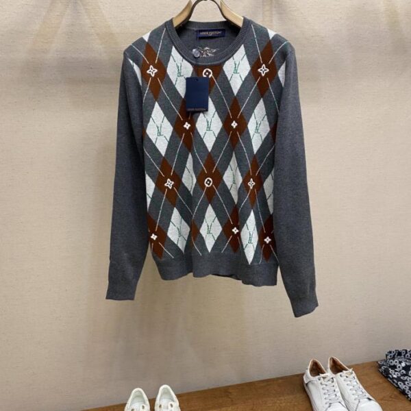 designer,replica,clothing,fake,1:1,lv,luxury,high quality LV Diamond Jacquard Wool Crewneck Sweater (SOTO) (VBYWF)