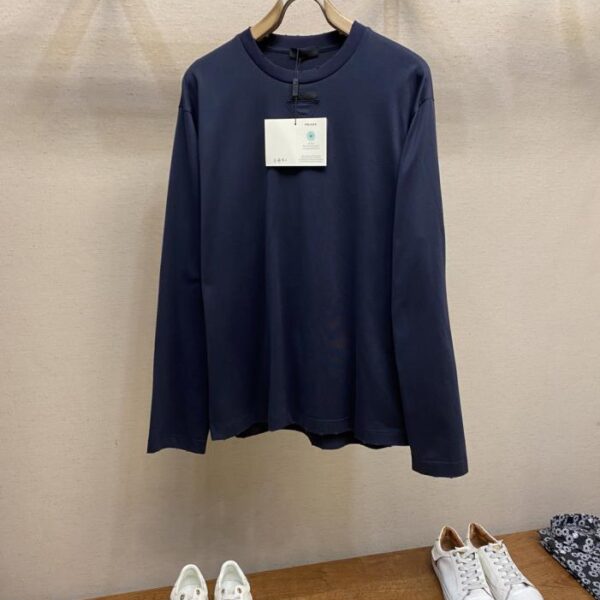 designer,replica,clothing,fake,1:1,lv,luxury,high quality Prada Early Autumn New All-match Item Pure Cotton Loose Round Neck Long Sleeve TEE (ERFGA)