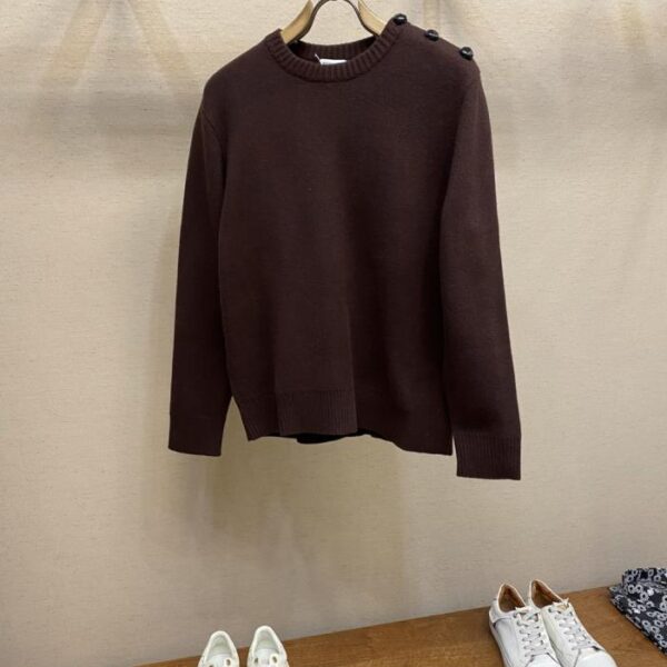 designer,replica,clothing,fake,1:1,lv,luxury,high quality BV Shoulder Leather Button Crew Neck Sweater (1SKG5)
