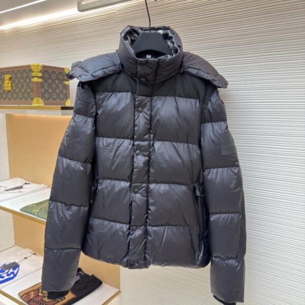 designer,replica,clothing,fake,1:1,lv,luxury,high quality Burberry patchwork sleeve hooded down jacket (5WNBR)