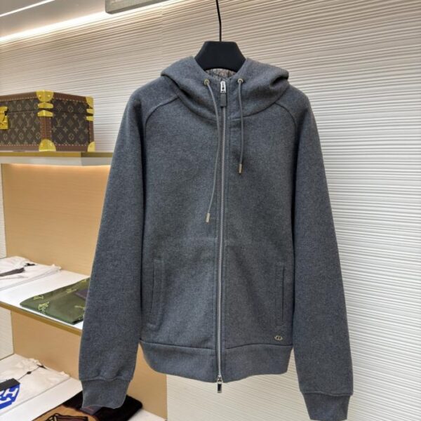designer,replica,clothing,fake,1:1,lv,luxury,high quality Dior monogram reversible wool and cashmere hooded high collar cardigan jacket (GPA3R)