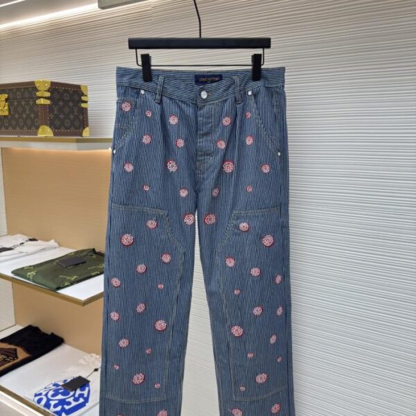 designer,replica,clothing,fake,1:1,lv,luxury,high quality LOUIS VUITTON Pecan Cherry Blossom Embroidered Trousers (H77S0)