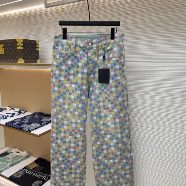 designer,replica,clothing,fake,1:1,lv,luxury,high quality LOUIS VUITTON Colorful Plaid Jeans (YSERQ)