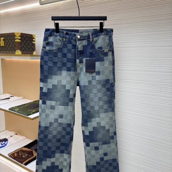 designer,replica,clothing,fake,1:1,lv,luxury,high quality LOUIS VUITTON Checkerboard Mosaic Denim Pants (PXH2F)
