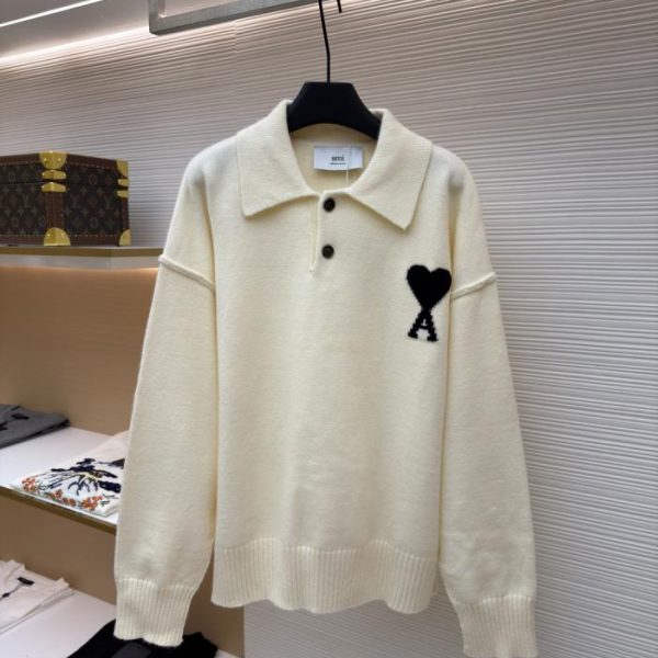 designer,replica,clothing,fake,1:1,lv,luxury,high quality Ami Paris Heart Jacquard Wool Cardigan (KFH4C)