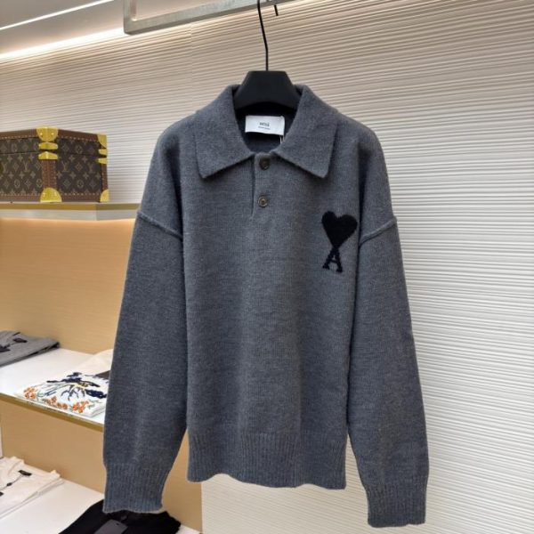 designer,replica,clothing,fake,1:1,lv,luxury,high quality Ami Paris Heart Jacquard Wool Cardigan (2U8FN)