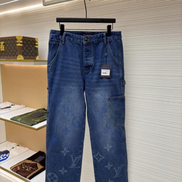 designer,replica,clothing,fake,1:1,lv,luxury,high quality L0UIS VUITT0N hot flower denim trousers (KRF1R)