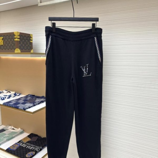 designer,replica,clothing,fake,1:1,lv,luxury,high quality LOUIS VUITTON LOGO embroidered elastic waist trousers (YLNT7)
