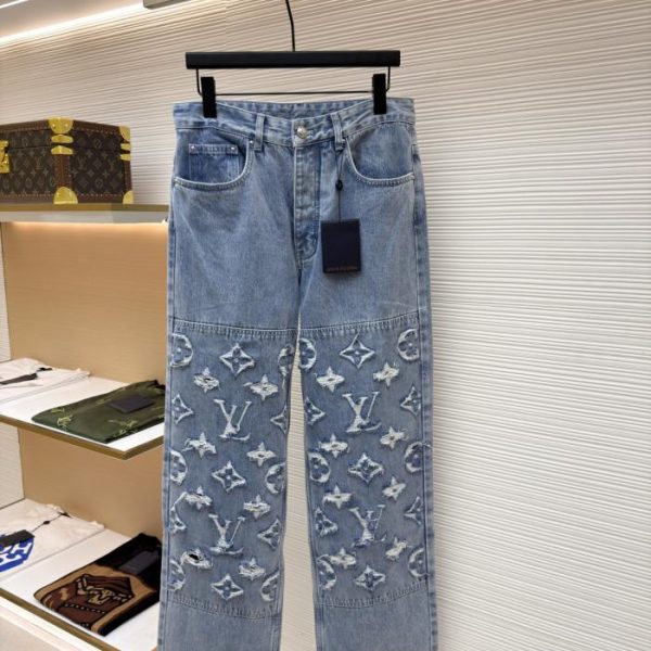designer,replica,clothing,fake,1:1,lv,luxury,high quality LOUIS VUITTON washed ripped jeans (HZCUU)
