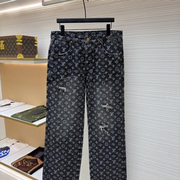 designer,replica,clothing,fake,1:1,lv,luxury,high quality LOUIS VUITTON Limited Edition Ripped Jacquard Little Red Man Embroidered Jeans (YDKLA)