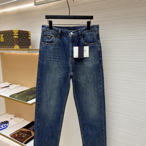 designer,replica,clothing,fake,1:1,lv,luxury,high quality Prada triangle logo jeans (TZJO3)