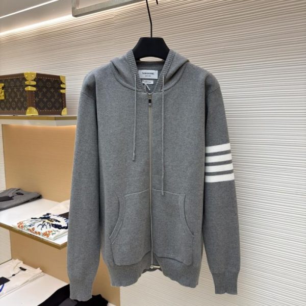 designer,replica,clothing,fake,1:1,lv,luxury,high quality THOM BROWNE four-bar zip-up hoodie (90I78)