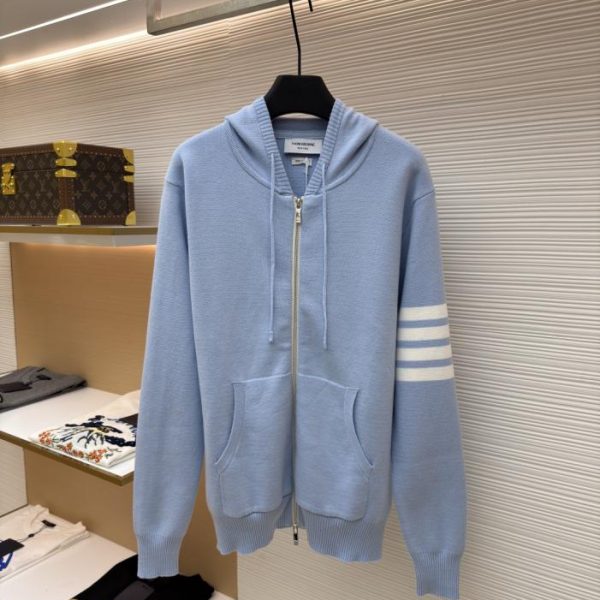 designer,replica,clothing,fake,1:1,lv,luxury,high quality THOM BROWNE four-bar zip-up hoodie (AHUK0)