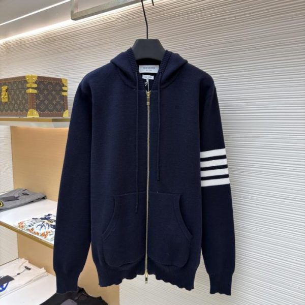 designer,replica,clothing,fake,1:1,lv,luxury,high quality THOM BROWNE four-bar zip-up hoodie (7WOA1)