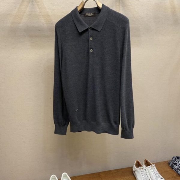 designer,replica,clothing,fake,1:1,lv,luxury,high quality LP Men’s Saddle Shoulder Long Sleeve 100% Wool Polo Shirt (6TO9S)