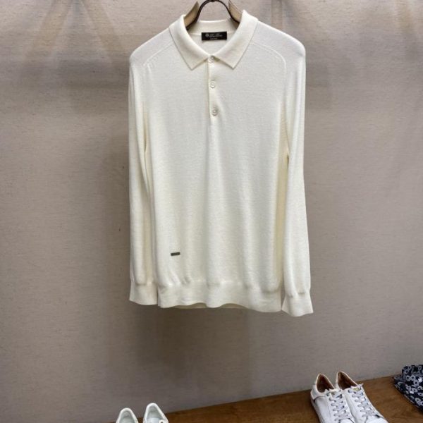 designer,replica,clothing,fake,1:1,lv,luxury,high quality LP Men’s Saddle Shoulder Long Sleeve 100% Wool Polo Shirt (K92H1)