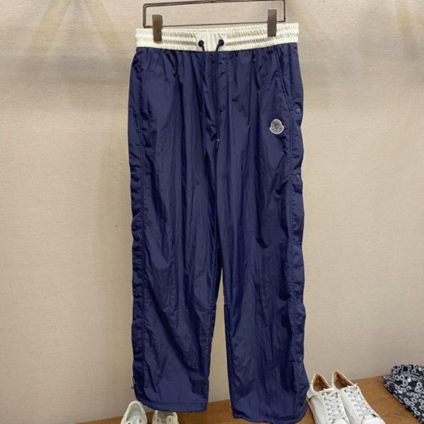designer,replica,clothing,fake,1:1,lv,luxury,high quality Moncler original blue drawstring elastic waist wide-leg pants (Q8YU1)