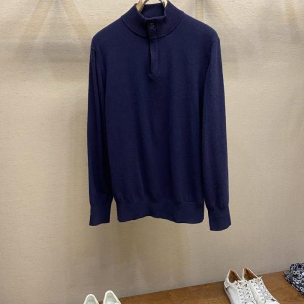 designer,replica,clothing,fake,1:1,lv,luxury,high quality Zzegna Stand Collar Half Zip Cashmere Blend Sweater (07E8J)