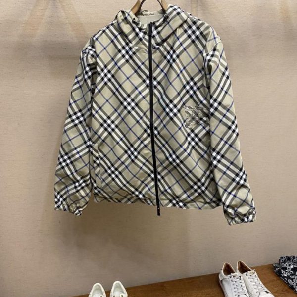 designer,replica,clothing,fake,1:1,lv,luxury,high quality Burberry double-sided Burberry check technical fabric hooded zipper jacket (AQVKM)