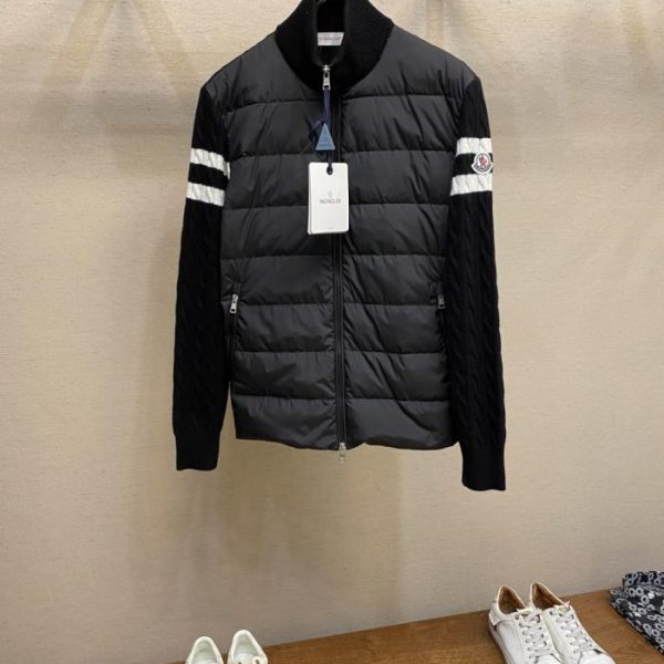 designer,replica,clothing,fake,1:1,lv,luxury,high quality Moncler Autumn/Winter New Padded Wool Knit Striped Couple Down Jacket with NFC Chip (S4Q6S)