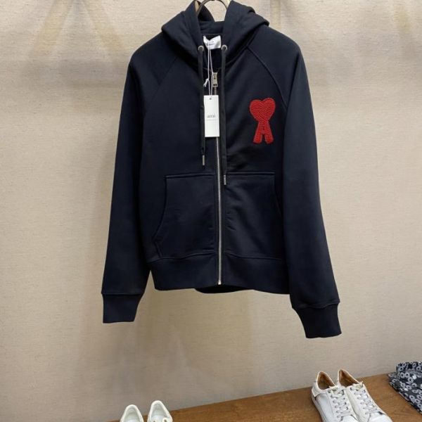 designer,replica,clothing,fake,1:1,lv,luxury,high quality AMI Unisex Classic Badge Red Heart Series Heavyweight Sweatshirt (I47JC)