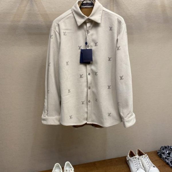 designer,replica,clothing,fake,1:1,lv,luxury,high quality LV New Corduroy Rhinestone Long Sleeve Shirt (KIBLG)