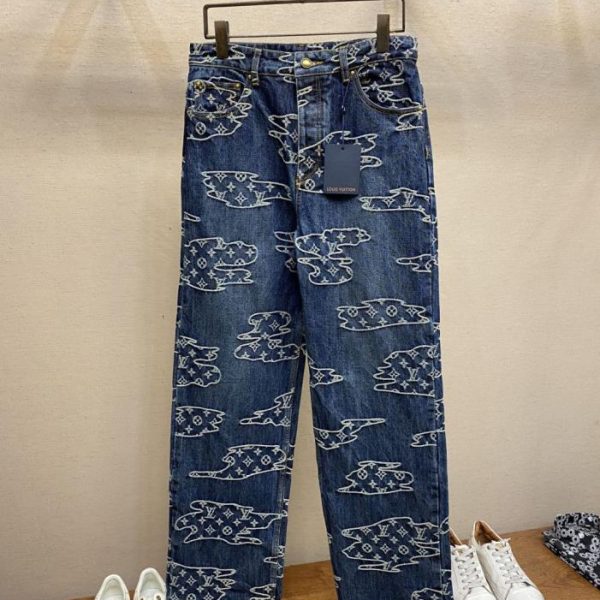 designer,replica,clothing,fake,1:1,lv,luxury,high quality LV auspicious cloud jacquard denim Pants(9OVRQ)