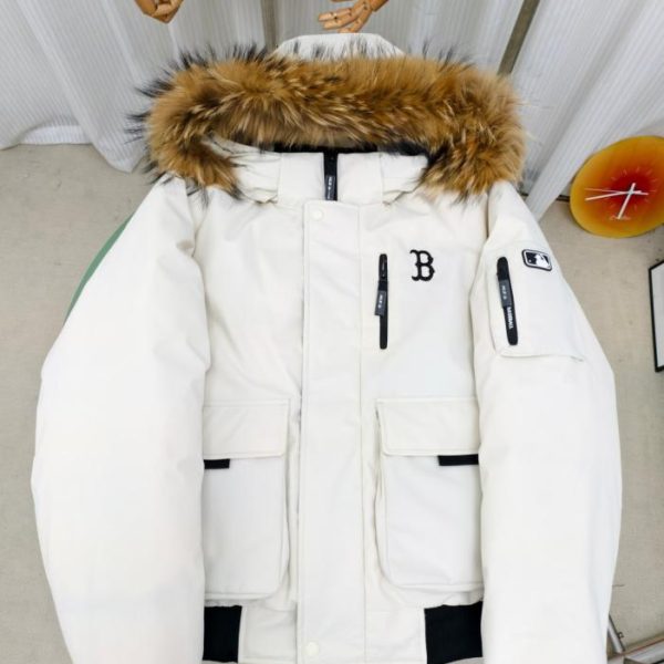 designer,replica,clothing,fake,1:1,lv,luxury,high quality Authentic MLB Short Bomber Jacket Men’s and Women’s Autumn and Winter Goose Down Warm Raccoon Fur Collar Parka Hooded Thick Coat (B7YXY)