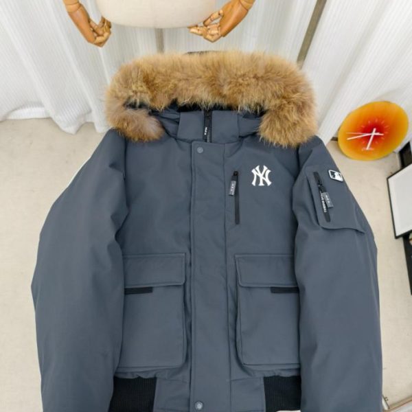 designer,replica,clothing,fake,1:1,lv,luxury,high quality Authentic MLB Short Bomber Jacket Men’s and Women’s Autumn and Winter Goose Down Warm Raccoon Fur Collar Parker Hooded Thick Coat (TZ9ON)