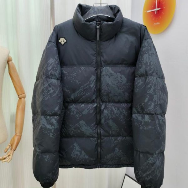 designer,replica,clothing,fake,1:1,lv,luxury,high quality Authentic Descente Snow Mountain Print Down Jacket Black Print DESCENTE HEAT NAVI Sports Leisure Windproof Short Down Jacket Unisex (TIZXC)
