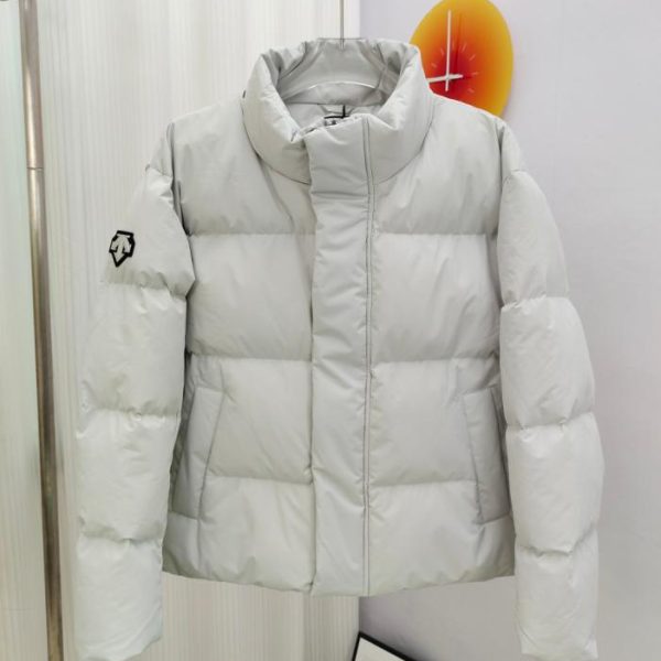 designer,replica,clothing,fake,1:1,lv,luxury,high quality Authentic Descente Ski Style Logo Short Down Jacket in Light Grey for Men and Women (JRA2M)