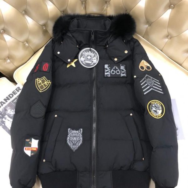 designer,replica,clothing,fake,1:1,lv,luxury,high quality Authentic Moose Knuckles Gold Label Multi-Label Embroidered Down Jacket (E3J61)