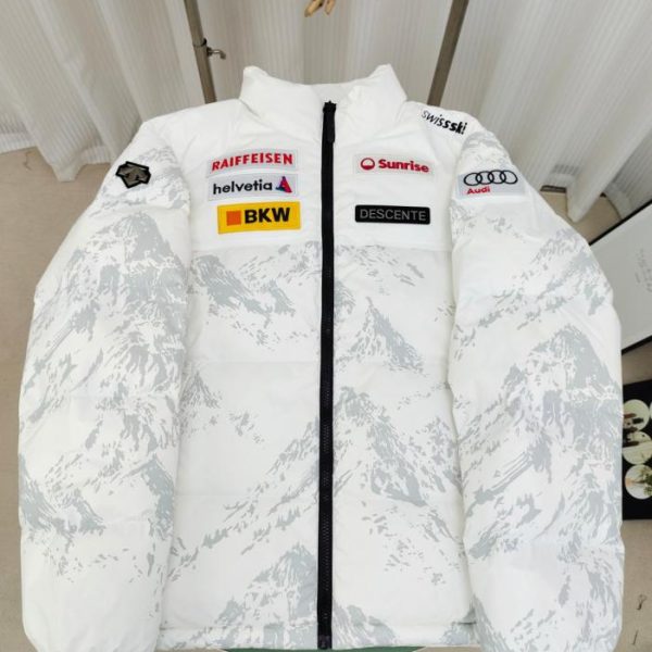 designer,replica,clothing,fake,1:1,lv,luxury,high quality Genuine new red label Descente down jacket Snow Mountain White Multi-label Audi logo Ski Style HEAT NAVI short down jacket (0620S)