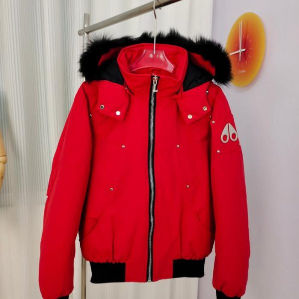 designer,replica,clothing,fake,1:1,lv,luxury,high quality Authentic Moose Knuckles BALLISTIC Classic Slim Cropped Hooded Black Fur Collar Bomber Down Jacket (9XE7Q)