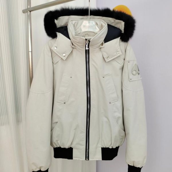 designer,replica,clothing,fake,1:1,lv,luxury,high quality Authentic Moose Knuckles BALLISTIC Classic Slim Cropped Hooded Black Fur Collar Bomber Down Jacket (GYW8R)