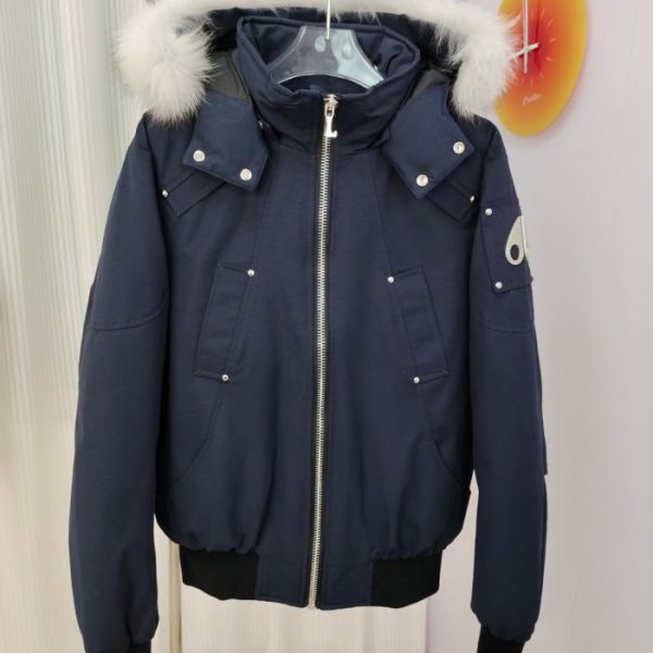designer,replica,clothing,fake,1:1,lv,luxury,high quality Authentic Moose Knuckles BALLISTIC Classic Slim Cropped Hooded Black Fur Collar Bomber Down Jacket (RIYZH)
