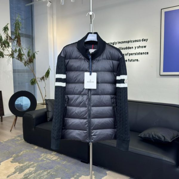 designer,replica,clothing,fake,1:1,lv,luxury,high quality Goose down Moncler padded stand collar knitted wool sweater down jacket (S1Q0C)