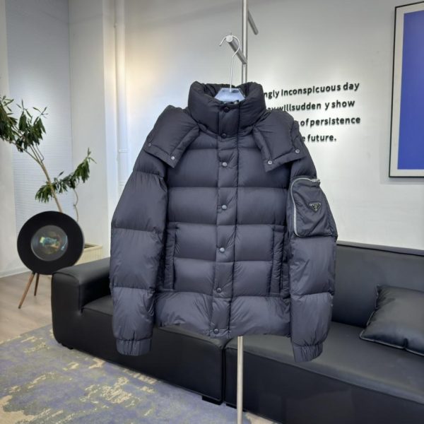designer,replica,clothing,fake,1:1,lv,luxury,high quality Prada Goose Down Shoulder Sleeve Side Pocket Down Jacket (ES8OB)