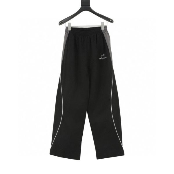 designer,replica,clothing,fake,1:1,lv,luxury,high quality Balenciaga x PUMA Balenciaga Paris Collaboration Black and Grey Patchwork Woven Trousers (36D0)
