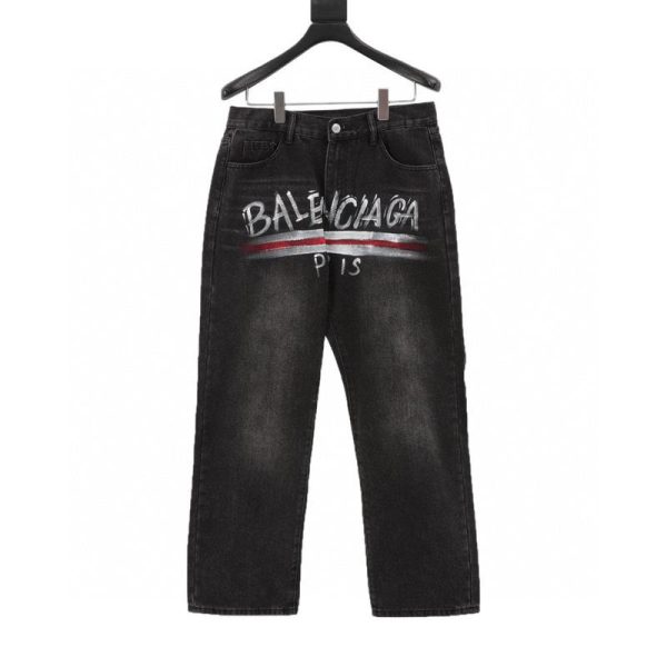 designer,replica,clothing,fake,1:1,lv,luxury,high quality Balenciaga Coca-Cola Print Vintage Jeans (BE04)