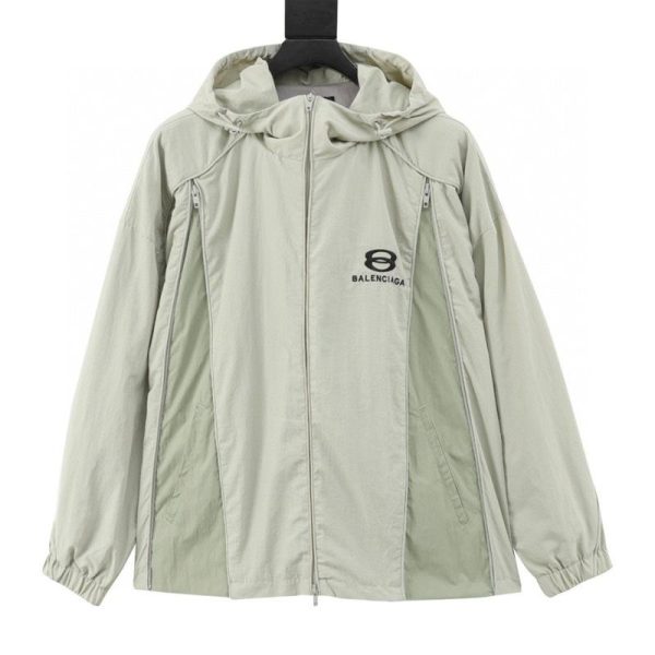 designer,replica,clothing,fake,1:1,lv,luxury,high quality Balenciaga letter embroidered zip-up hooded jacket (D84F)