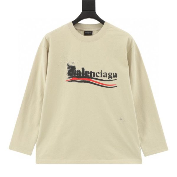 designer,replica,clothing,fake,1:1,lv,luxury,high quality Balenciaga Blurry Coca-Cola Print Washed Ripped Long-Sleeve T-Shirt (F683)