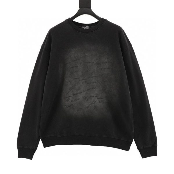 designer,replica,clothing,fake,1:1,lv,luxury,high quality Balenciaga Gradient Washed Bullet Screen Print Crew Neck Sweatshirt (3647)