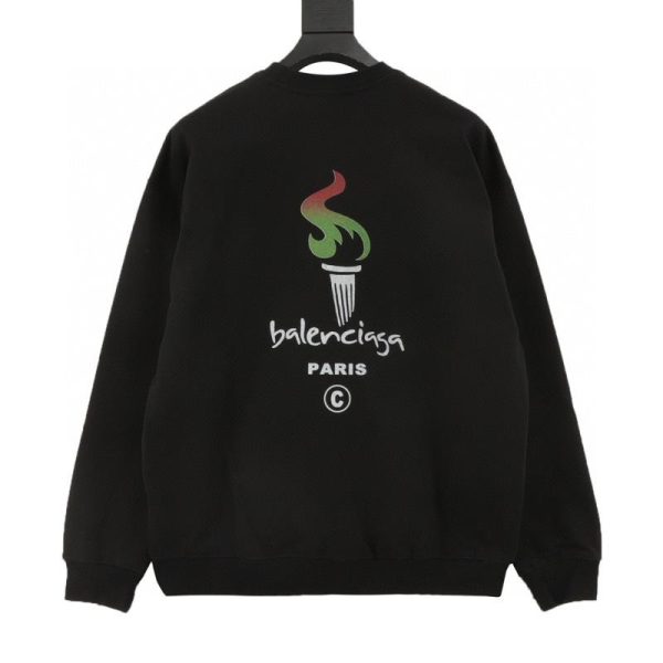 designer,replica,clothing,fake,1:1,lv,luxury,high quality Balenciaga Torch Flame Collaboration New Print Crew Neck Sweatshirt (1411)