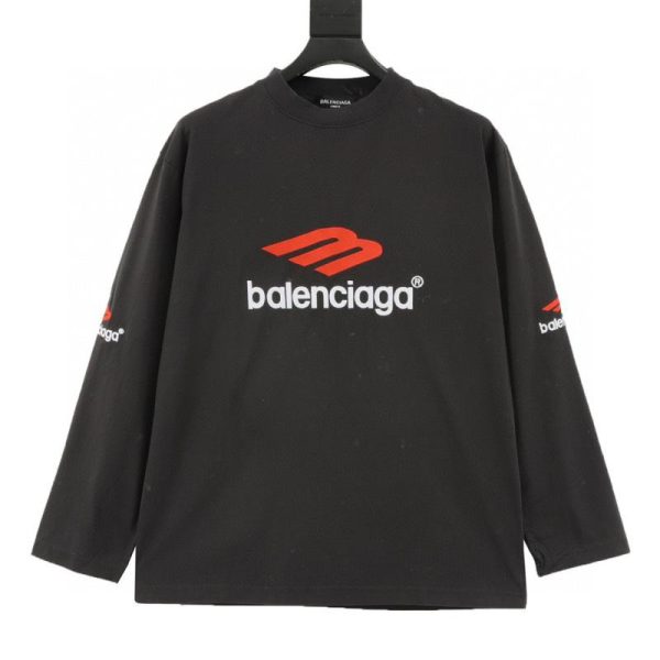 designer,replica,clothing,fake,1:1,lv,luxury,high quality Balenciaga Classic EB Embroidered Long-Sleeve T-Shirt (D190)